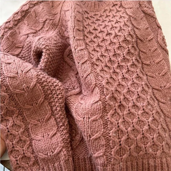 Lucky brand Mixed Cable Crew Pullover Sweater wool blend Large. - Picture 7 of 8